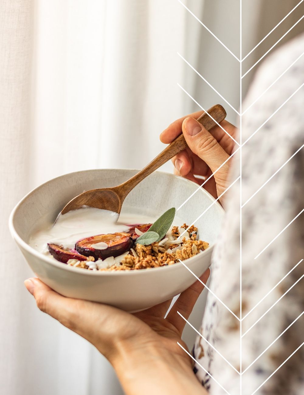 Woman enjoying a yogurt bowl
